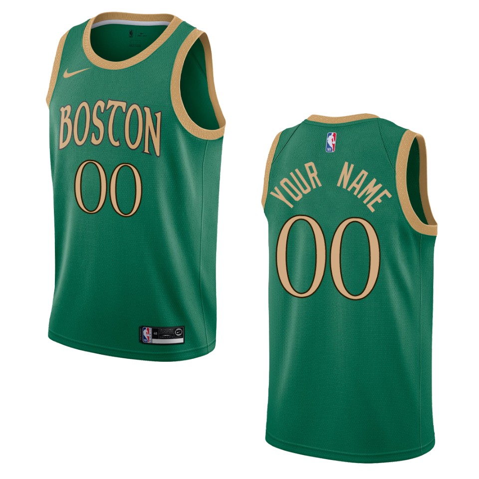 Men's Boston Celtics Custom #00 City 2019-20 Kelly Green Swingman Jersey 2401FUPP